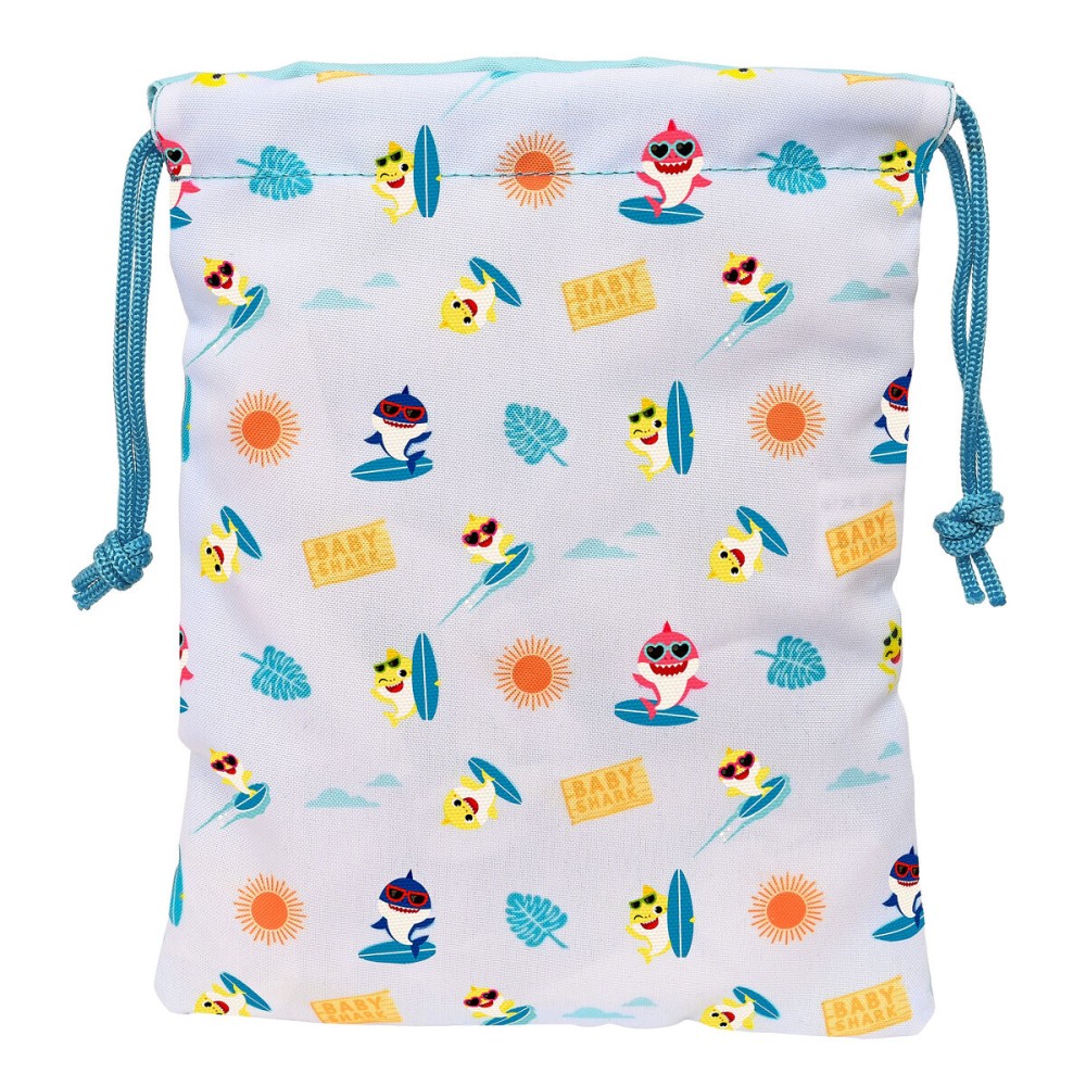 Sac pour snack Baby Shark Surfing Bleu Blanc PVC 20 x 25 x 1 cm Sac