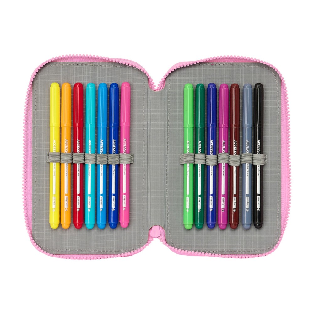 Double Pencil Case Gabby's Dollhouse Party Pink 12.5 x 19.5 x 4 cm 28 Pieces