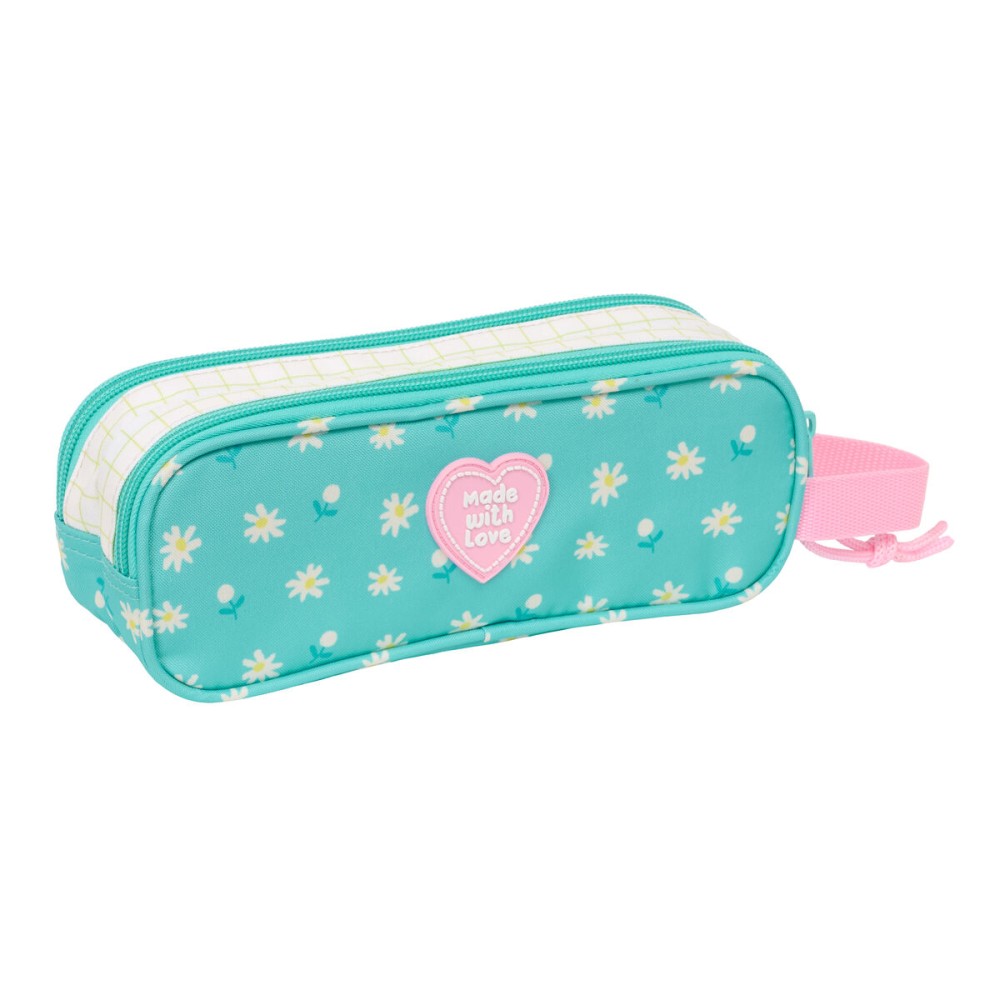 Trousse Fourre-Tout Double Peppa Pig Pretty flowers Jaune Menthe 21 x 8 x 6 cm