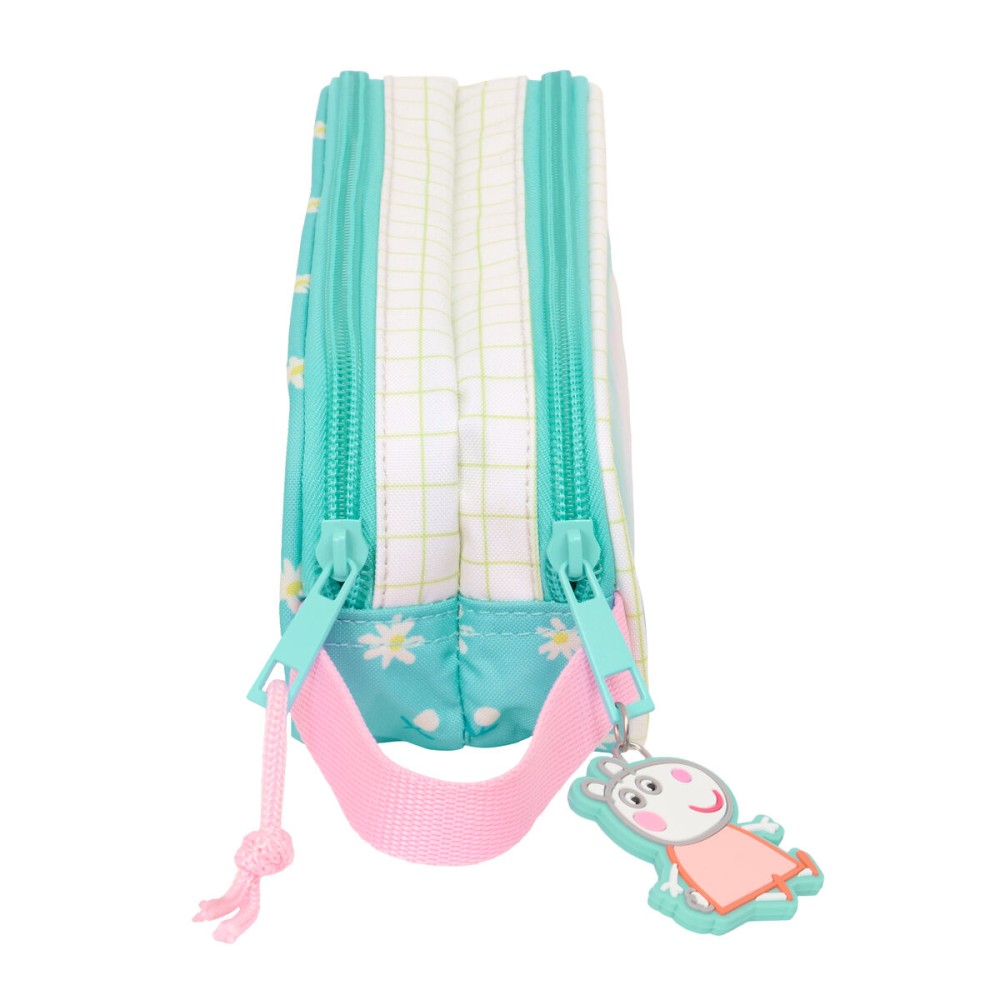 Trousse Fourre-Tout Double Peppa Pig Pretty flowers Jaune Menthe 21 x 8 x 6 cm