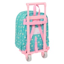 School Rucksack with Wheels Peppa Pig Pretty flowers Yellow Mint 22 x 27 x 10 cm