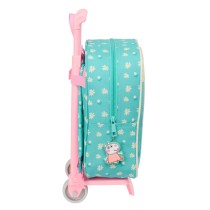 School Rucksack with Wheels Peppa Pig Pretty flowers Yellow Mint 22 x 27 x 10 cm