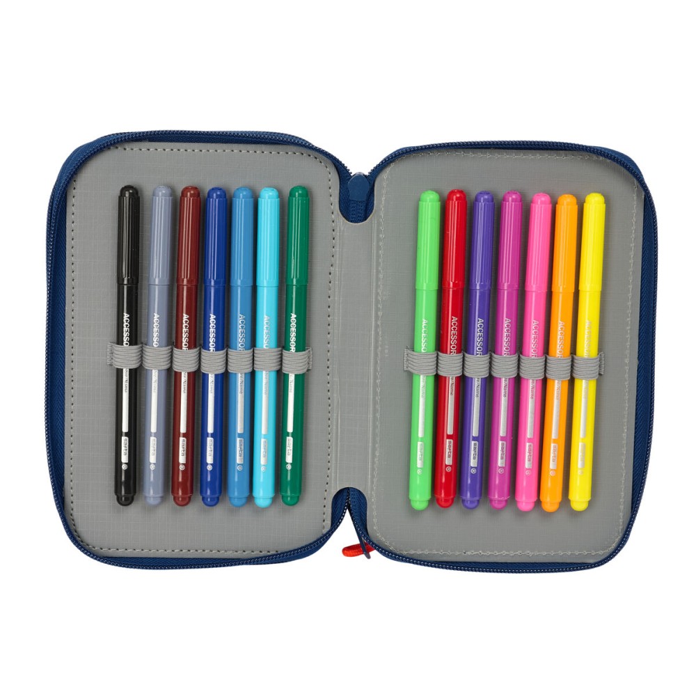 Trousse Scolaire avec Accessoires Super Mario Trick Rouge Bleu foncé 12,5 x 19,5 x 5,5 cm 37 Pièces