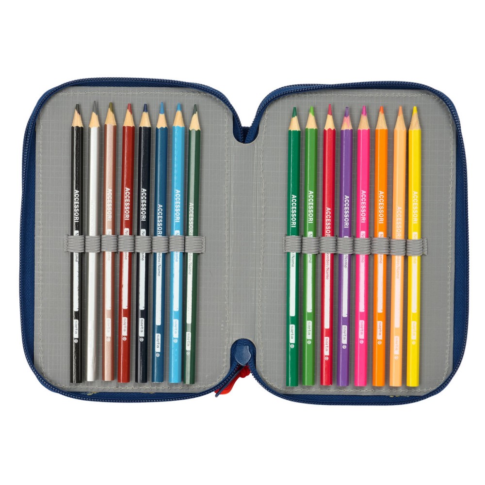 Trousse Scolaire avec Accessoires Super Mario Trick Rouge Bleu foncé 12,5 x 19,5 x 5,5 cm 37 Pièces
