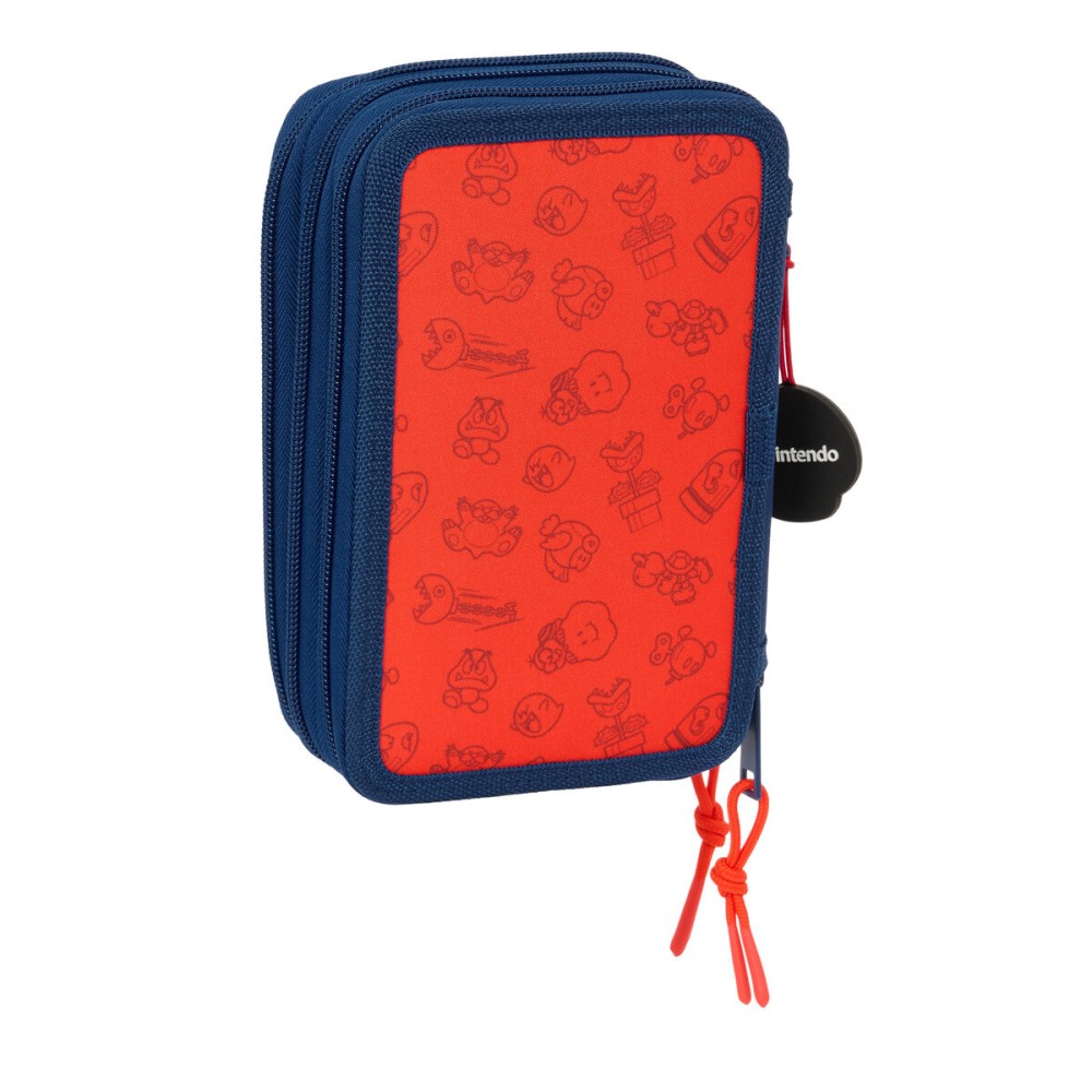 Trousse Scolaire avec Accessoires Super Mario Trick Rouge Bleu foncé 12,5 x 19,5 x 5,5 cm 37 Pièces