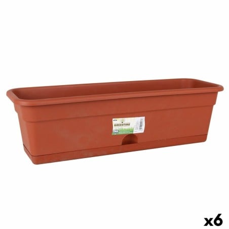 Planter with Dish Dem Greentime Rectangular Brown 60 x 20 x 17,3 cm (6 Units)