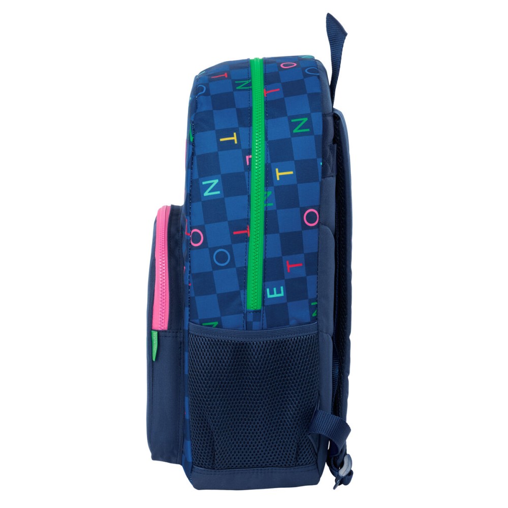 School Bag Benetton Damero Navy Blue 30 x 46 x 14 cm