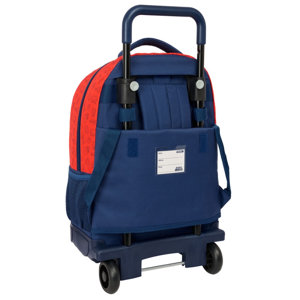 Cartable à roulettes Super Mario Trick Rouge Bleu foncé 33 x 45 x 22 cm