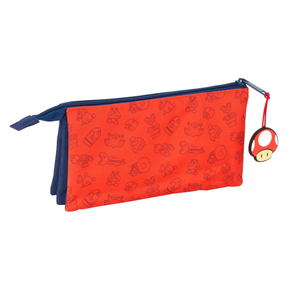 Trousse Fourre-Tout Triple Super Mario Trick Rouge Bleu foncé 22 x 12 x 3 cm