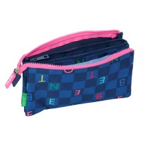 Dreifaches Mehrzweck-Etui Benetton Damero Marineblau 22 x 12 x 3 cm