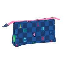 Triple Carry-all Benetton Damero Navy Blue 22 x 12 x 3 cm