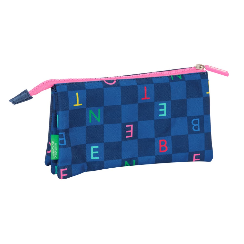 Triple Carry-all Benetton Damero Navy Blue 22 x 12 x 3 cm