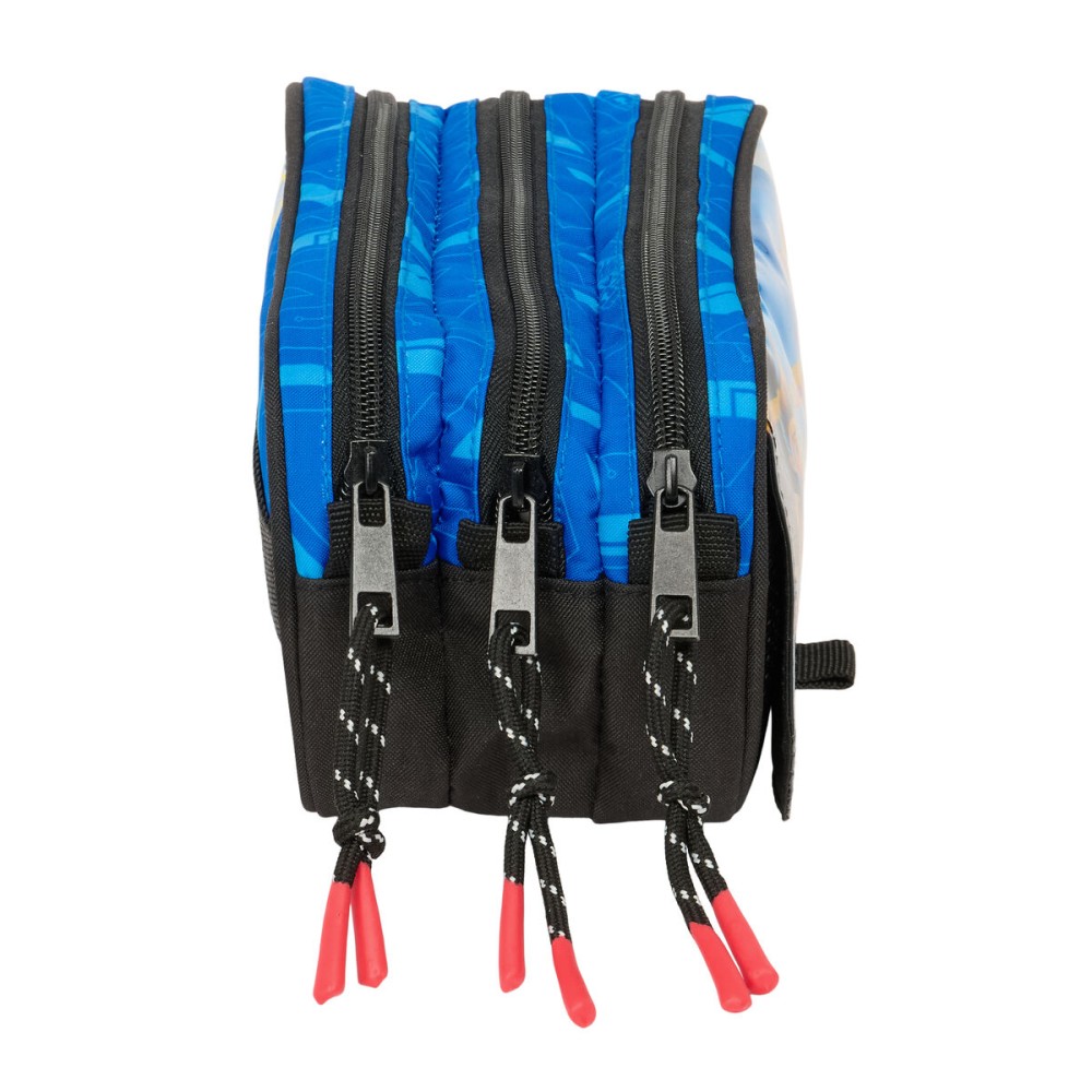 Trousse Fourre-Tout Triple Hot Wheels Let's race Bleu Noir 21,5 x 10 x 8 cm