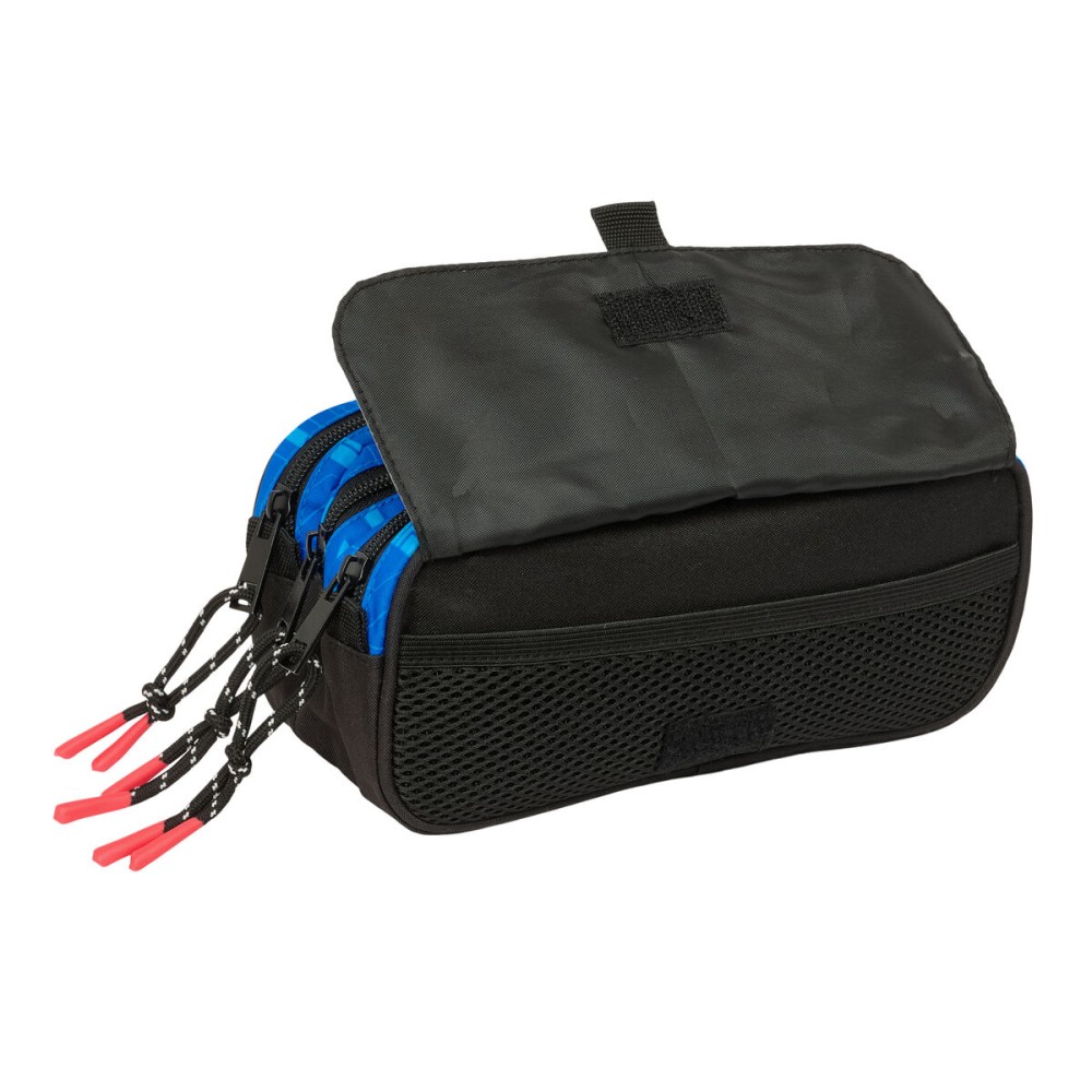 Trousse Fourre-Tout Triple Hot Wheels Let's race Bleu Noir 21,5 x 10 x 8 cm