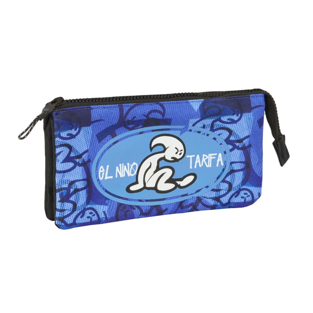Trousse Fourre-Tout Triple El Niño Roller Bleu Noir 22 x 12 x 3 cm