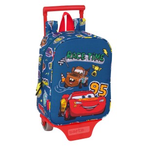 School Rucksack with Wheels Cars Racing Navy Blue 22 x 27 x 10 cm