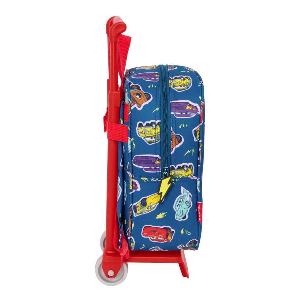 School Rucksack with Wheels Cars Racing Navy Blue 22 x 27 x 10 cm
