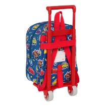 School Rucksack with Wheels Cars Racing Navy Blue 22 x 27 x 10 cm