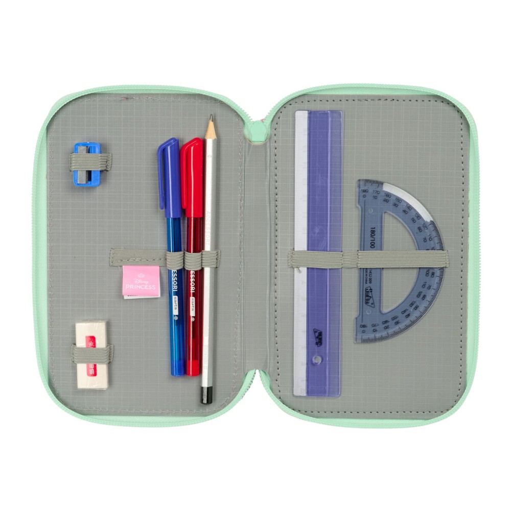 School Case with Accessories Disney Princess Bloom Pink Aquamarine 12,5 x 19,5 x 5,5 cm 37 Pieces