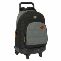 Schulrucksack mit Rädern BlackFit8 Old school Schwarz Grau 33 x 45 x 22 cm