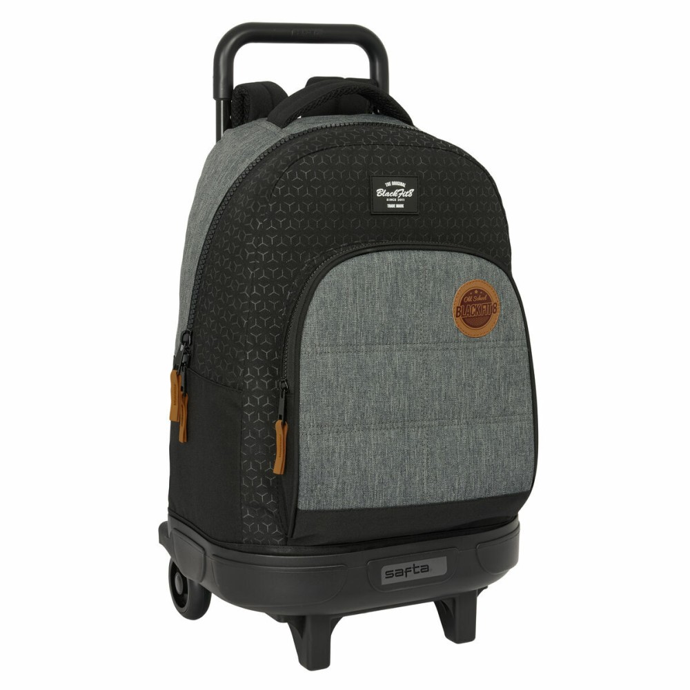 Schulrucksack mit Rädern BlackFit8 Old school Schwarz Grau 33 x 45 x 22 cm