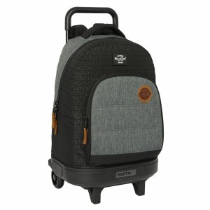 Cartable à roulettes BlackFit8 Old school Noir Gris 33 x 45 x 22 cm
