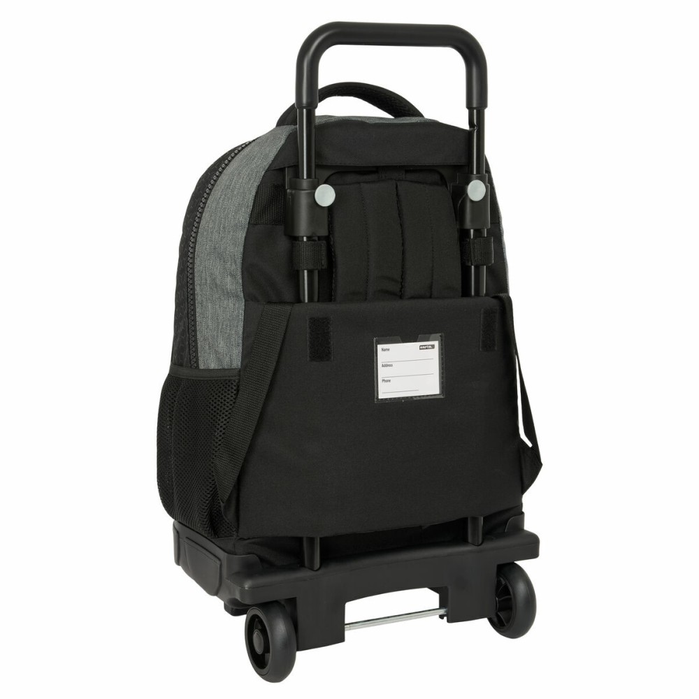 Schulrucksack mit Rädern BlackFit8 Old school Schwarz Grau 33 x 45 x 22 cm