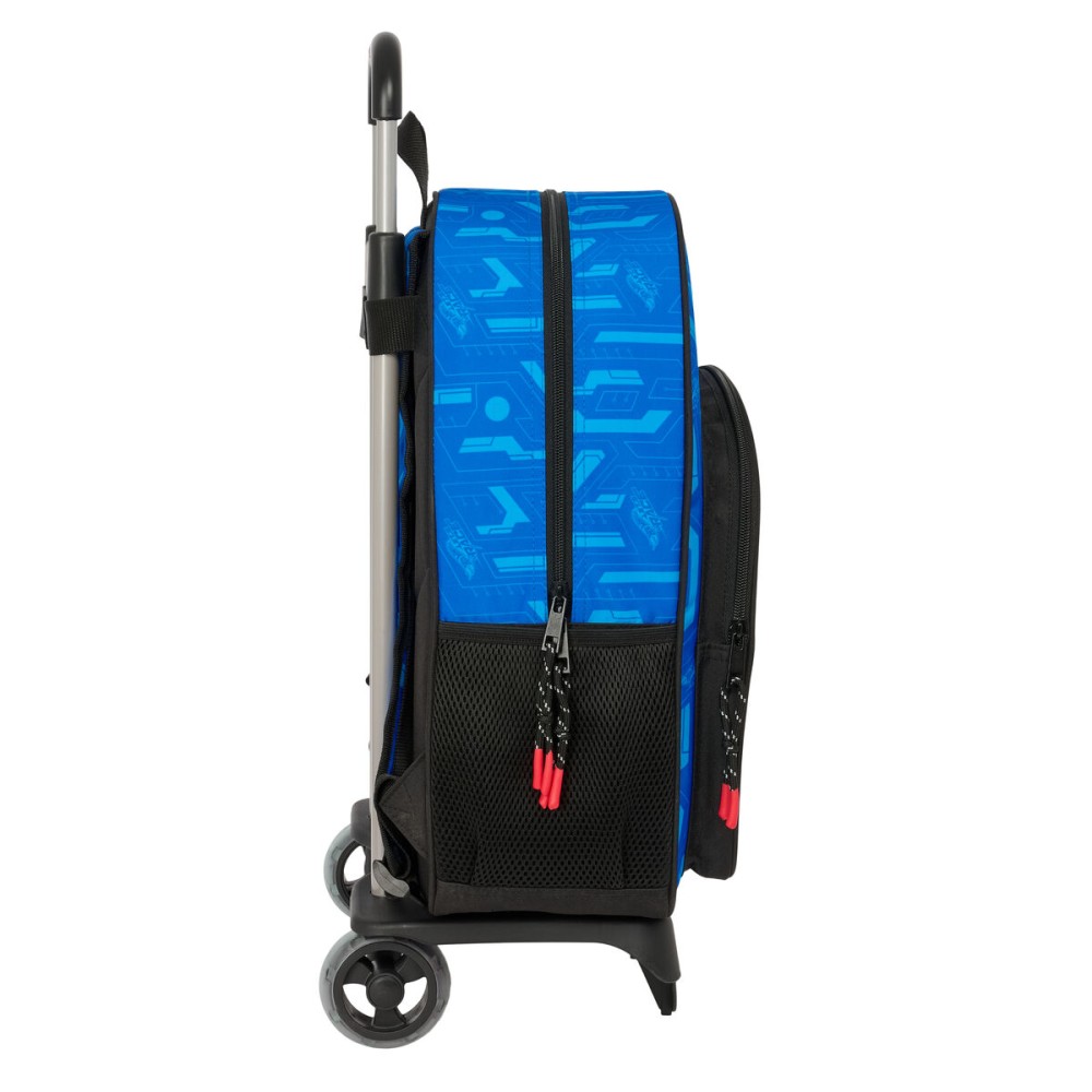 Schulrucksack mit Rädern Hot Wheels Let's race Blau Schwarz 33 x 42 x 14 cm