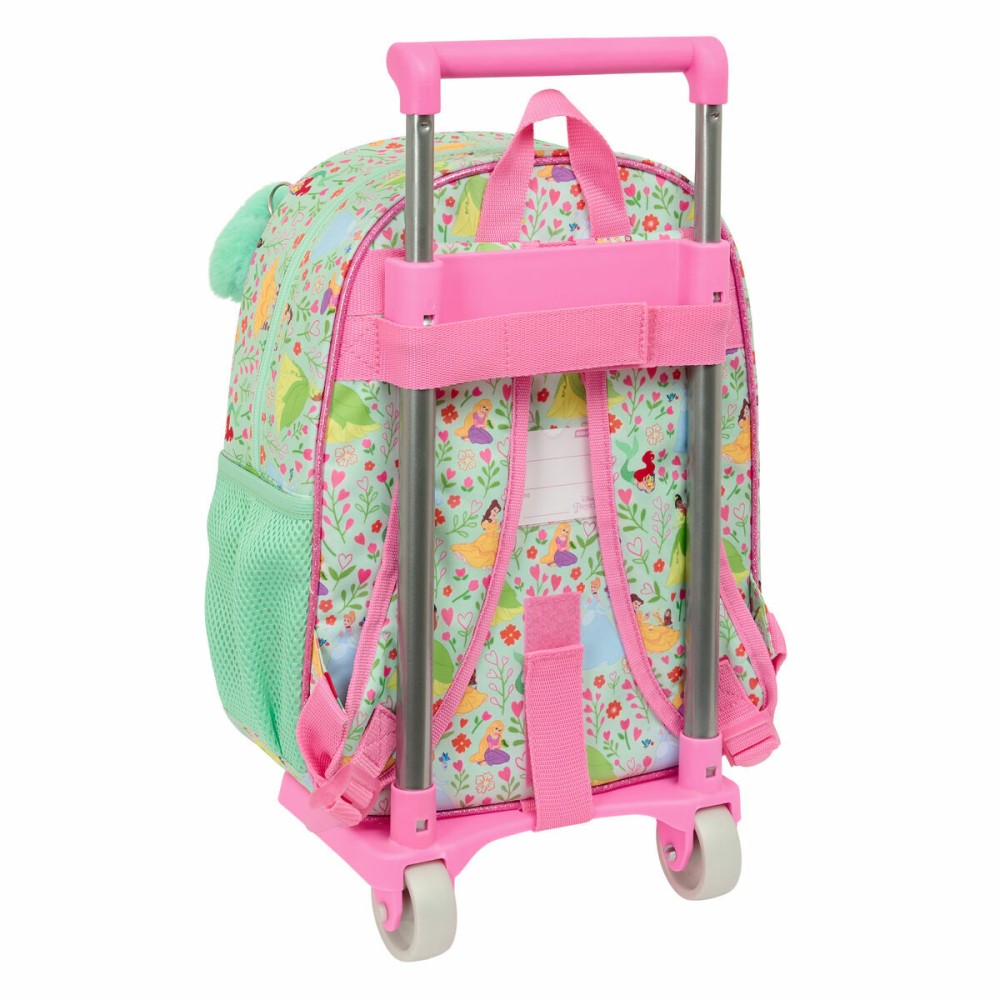 School Rucksack with Wheels Disney Princess Bloom Green Pink 26 x 11 x 67 cm 26 x 34 x 11 cm