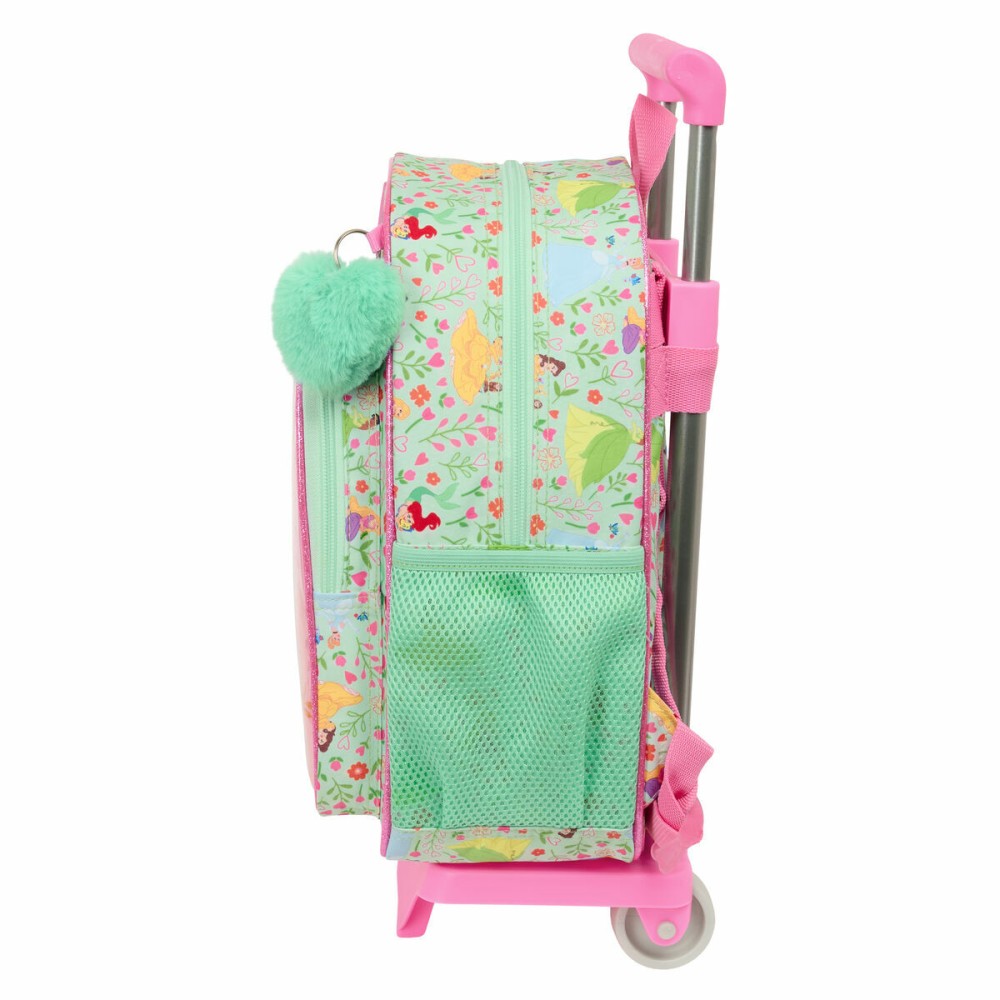 School Rucksack with Wheels Disney Princess Bloom Green Pink 26 x 11 x 67 cm 26 x 34 x 11 cm