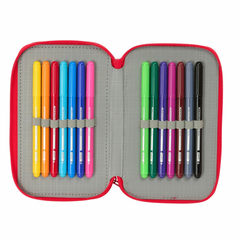 Pochette à crayons triple Hello Kitty Iconic Blanc Rouge 12,5 x 19,5 x 5,5 cm 37 Pièces