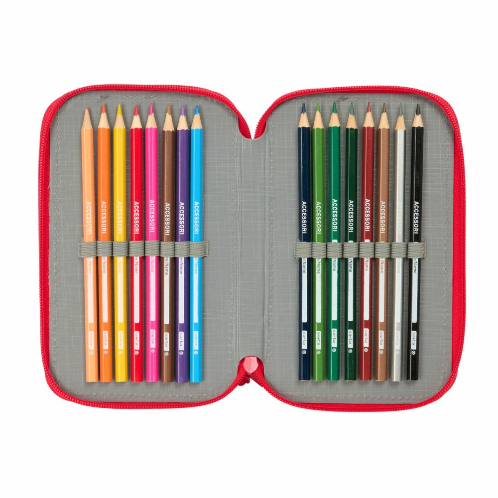 Pochette à crayons triple Hello Kitty Iconic Blanc Rouge 12,5 x 19,5 x 5,5 cm 37 Pièces