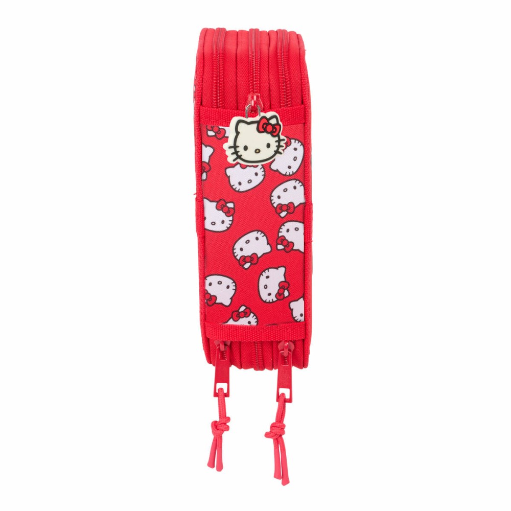 Pochette à crayons triple Hello Kitty Iconic Blanc Rouge 12,5 x 19,5 x 5,5 cm 37 Pièces