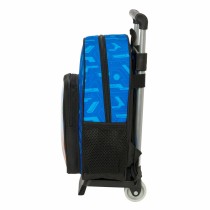 Schulrucksack mit Rädern Hot Wheels Let's race Blau Schwarz 27 x 10 x 67 cm