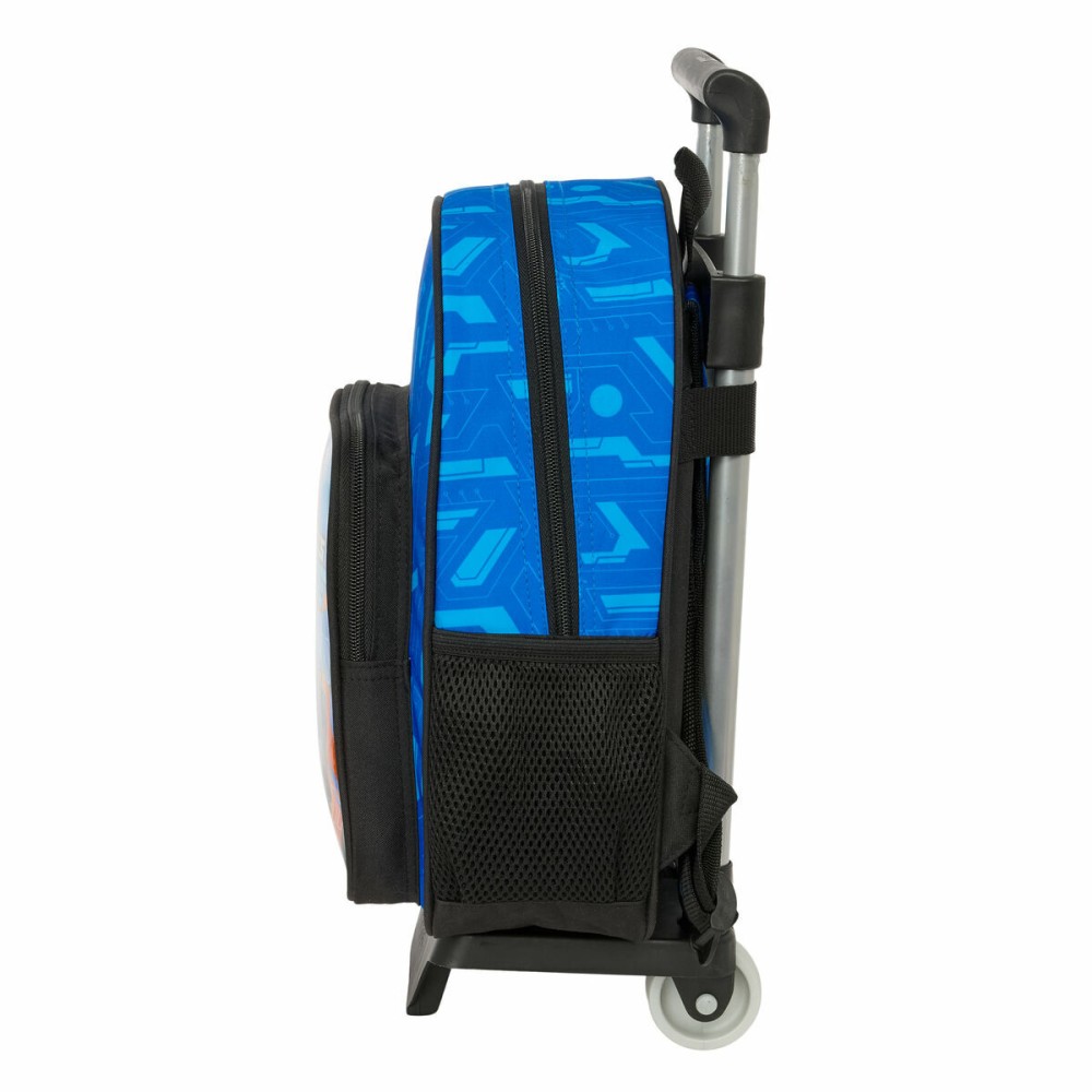 Schulrucksack mit Rädern Hot Wheels Let's race Blau Schwarz 27 x 10 x 67 cm