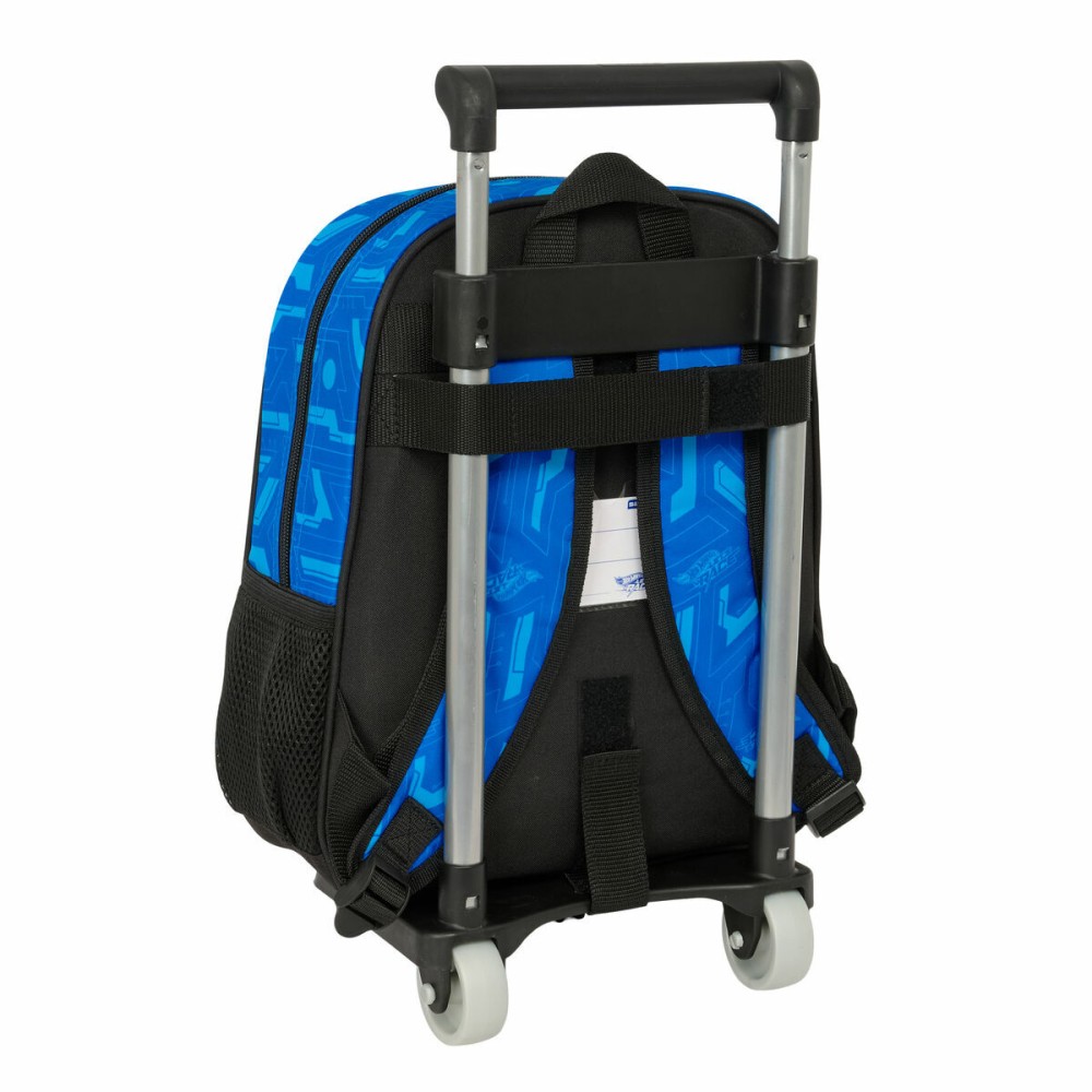 Schulrucksack mit Rädern Hot Wheels Let's race Blau Schwarz 27 x 10 x 67 cm