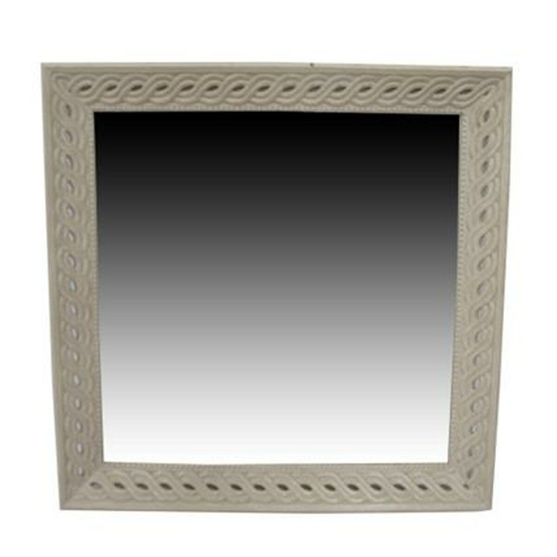 Miroir mural Home ESPRIT Blanc Naturel Bois de manguier Romantique 92 x 6 x 92 cm