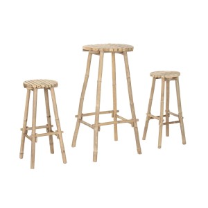 Tisch-Set mit 2 Stühlen Home ESPRIT Bambus 50 x 50 x 105 cm