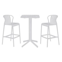Tisch-Set mit 2 Stühlen Home ESPRIT Weiß Metall Polypropylen 60 x 60 x 102 cm