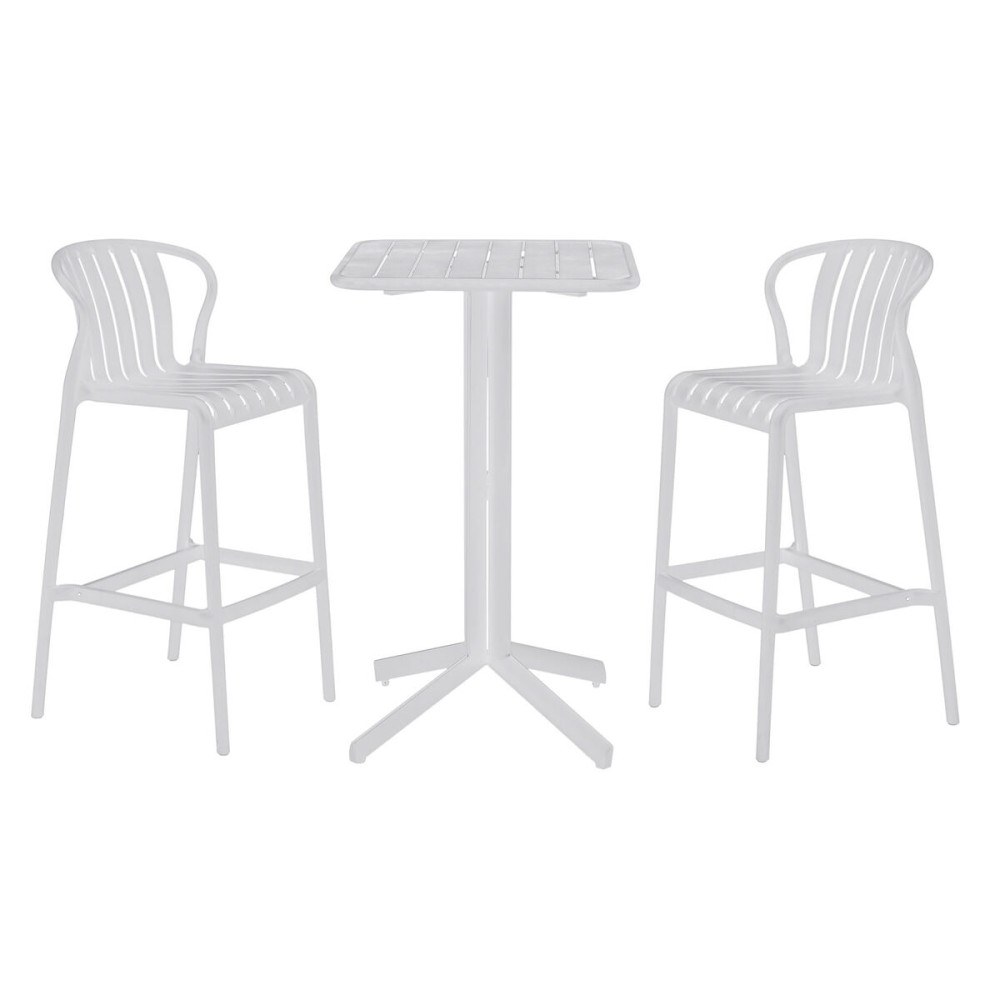 Tisch-Set mit 2 Stühlen Home ESPRIT Weiß Metall Polypropylen 60 x 60 x 102 cm