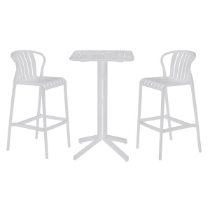 Tisch-Set mit 2 Stühlen Home ESPRIT Weiß Metall Polypropylen 60 x 60 x 102 cm