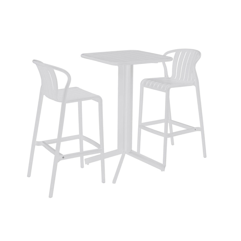 Tisch-Set mit 2 Stühlen Home ESPRIT Weiß Metall Polypropylen 60 x 60 x 102 cm