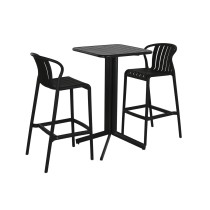 Tisch-Set mit 2 Stühlen Home ESPRIT Schwarz Metall Polypropylen 60 x 60 x 102 cm