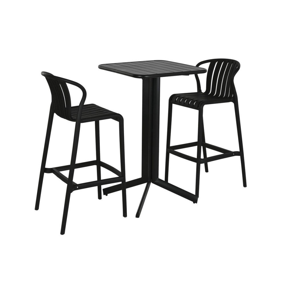 Tisch-Set mit 2 Stühlen Home ESPRIT Schwarz Metall Polypropylen 60 x 60 x 102 cm