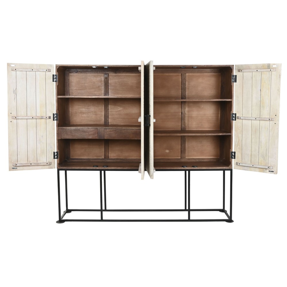 Cupboard Home ESPRIT White Black Metal Mango wood 180 x 40 x 160 cm