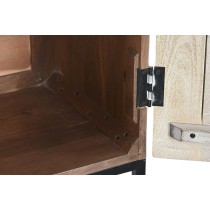 Cupboard Home ESPRIT White Black Metal Mango wood 180 x 40 x 160 cm