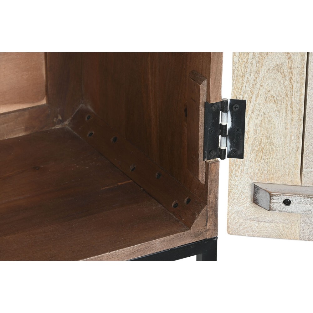 Cupboard Home ESPRIT White Black Metal Mango wood 180 x 40 x 160 cm