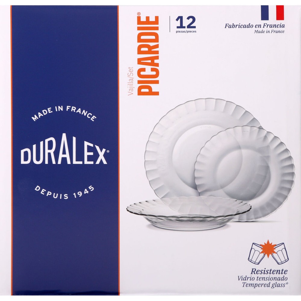 Assiettes Duralex Picardie Transparent 12 Pièces (2 Unités)