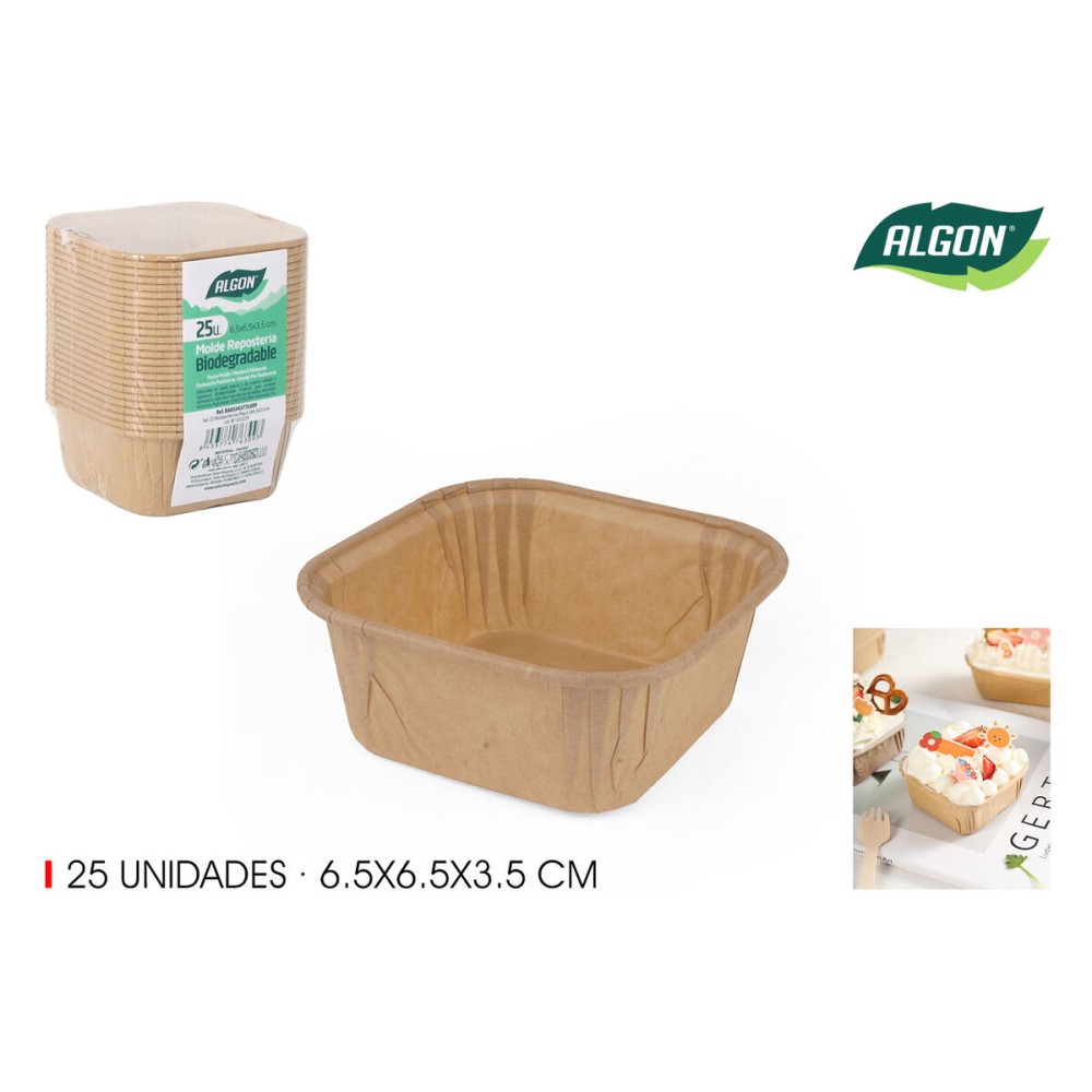 Backformen-Set Algon Papier 6,5 x 6,5 x 3,5 cm 25 Stücke (36 Stück)
