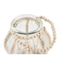 Bougeoir Home ESPRIT Transparent Naturel Marron Clair Bois Verre 22 x 22 x 22 cm